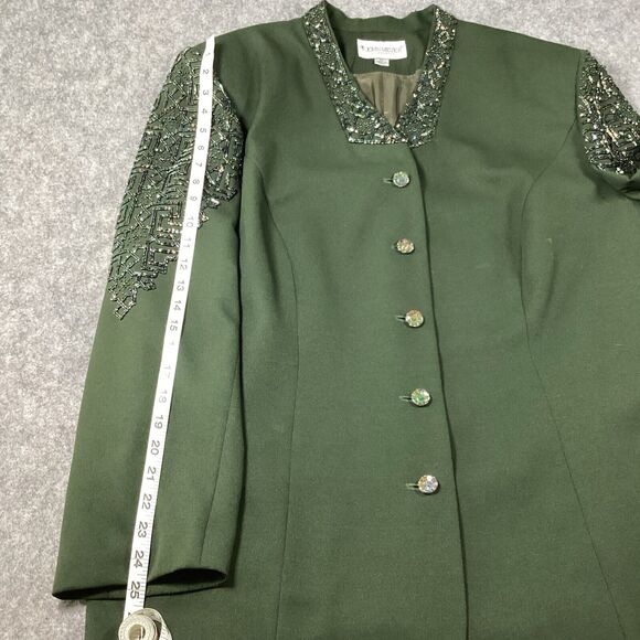 John Meyer Of Norwich Oversized Jacket Green Embroidery Beaded Embellish VTG 22W - Picture 10 of 15